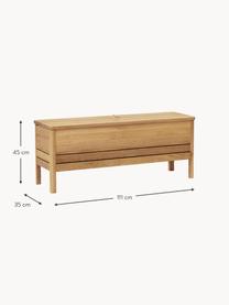 Banco de madera de roble con espacio de almacenaje A Line, Estructura: madera de roble, Asa: cuero Este producto está , Madera de roble, An 111 x F 35 cm