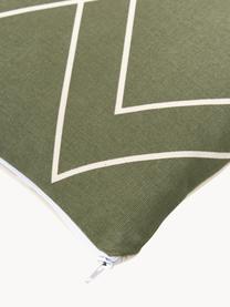 Housse de coussin bohème vert olive Ausel, 100 % coton, Vert olive, larg. 30 x long. 50 cm