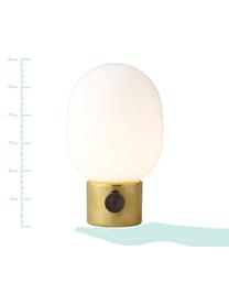 Lampka nocna ze szkła z funkcją przyciemniania Mine, Podstawa lampy: mosiądz, stal, polerowana Klosz: biały, Ø 17 x W 29 cm