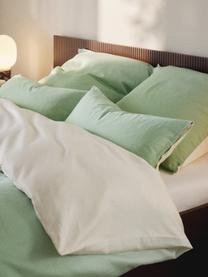 Housse de couette en satin de coton Jania, Tons verts, larg. 200 x long. 200 cm