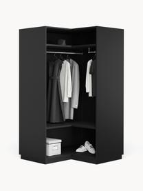 Armario esquinero modular Leon, 2 puertas (115 cm), Estructura: tablero aglomerado revest, Negro, Esquinero (An 115 x Al 200 cm)