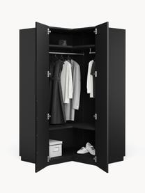 Armario esquinero modular Leon, 2 puertas (115 cm), Estructura: tablero aglomerado revest, Negro, Esquinero (An 115 x Al 200 cm)