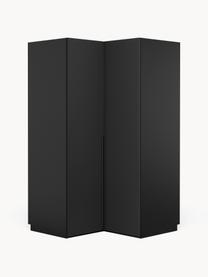 Armario esquinero modular Leon, 2 puertas (115 cm), Estructura: tablero aglomerado revest, Negro, Esquinero (An 115 x Al 200 cm)
