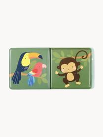 Libro Jungle Friends, Materiale sintetico, schiuma, impermeabile, Verde scuro, multicolore, Larg. 12 x Alt. 12 cm