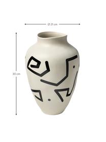 Handgefertigte Vase Latona mit Muster, Steingut, Cremeweiss, Schwarz, matt, Ø 21 x H 30 cm