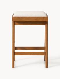 Tabouret de bar rembourré Sissi, Tissu blanc crème, chêne foncé, larg. 46 x haut. 69 cm