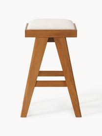 Tabouret de bar rembourré Sissi, Tissu blanc crème, chêne foncé, larg. 46 x haut. 69 cm