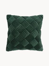Copricuscino in velluto con motivo strutturato Sina, Velluto (100% cotone), Verde scuro, Larg. 45 x Lung. 45 cm