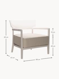 Sillón para exterior Cara, Tapizado: tejido Alta resistencia a, Estructura: policarbonato, Tejido beige, blanco, beige claro, An 68 x F 67 cm