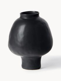 Handgefertigte Design-Vase Saki aus Keramik, H 32 cm, Keramik, Schwarz, Ø 25 x H 32 cm