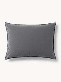 Funda de almohada de percal lavado Debbie, Gris oscuro, An 45 x L 110 cm