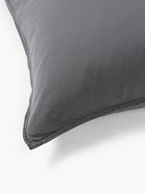 Funda de almohada de percal lavado Debbie, Gris oscuro, An 45 x L 110 cm