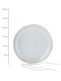 Handbemalte Frühstücksteller Areia mit reaktiver Glasur, 2 Stück, Steingut, Hellblau, Gebrochenes Weiss, Hellbeige, Ø 22 cm