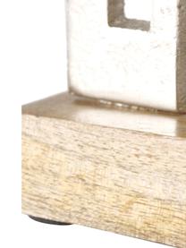 Figuras decorativas casas Hus, 3 uds., Madera de mango, metal, recubierto, Plateado, beige, Set de diferentes tamaños