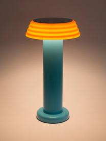 Lámpara de mesa pequeña LED regulable PL1, Pantalla: silicona, Estructura: metal recubierto, Cable: plástico, Azul petróleo, naranja, Ø 13 x Al 24 cm