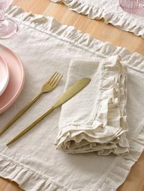 Linnen placemats Juniana in beige, 2 stuks, 50% linnen, 50% katoen, Beige, B 50 x L 35 cm