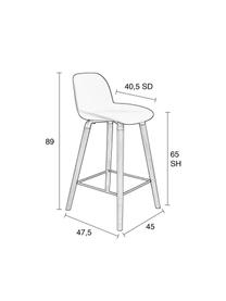 Designová barová židle Albert Kuip, Sedací část: světle šedá Nohy: jasan Rám a opěrka noh: šedá