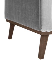 Fluwelen chaise longue Alva in grijs met beukenhout-poten, Bekleding: fluweel (hoogwaardig poly, Frame: massief grenenhout, Poten: massief gebeitst beukenho, Grijs, B 193 x D 94 cm