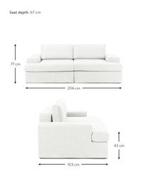 Sofa modułowa Russell (3-osobowa), Tapicerka: 100% bawełna Dzięki tkani, Stelaż: lite drewno sosnowe z cer, Nogi: tworzywo sztuczne, Tkanina w odcieniu złamanej bieli, S 206 x G 103 cm