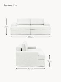 Modulares Sofa Russell (3-Sitzer) mit abnehmbaren Bezügen, Bezug: 100% Baumwolle Der strapa, Gestell: Massives Kiefernholz, Spe, Webstoff Off White, B 206 x T 103 cm