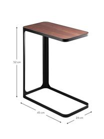 Beistelltisch Frame mit Holzplatte, Gestell: Stahl, pulverbeschichtet, Tischplatte: Holz, Schwarz, Holz, dunkel, B 45 x H 52 cm