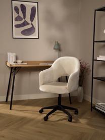 Krzesło biurowe z aksamitu z podłokietnikami Rachel, obrotowe, Tapicerka: aksamit (wysokiej jakości, Nogi: metal malowany proszkowo, Jasnobeżowy aksamit, S 65 x G 68 cm
