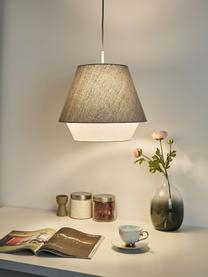 Hanglamp Noble Delight, Lampenkap: stof, Baldakijn: gecoat metaal, Grijs, wit, Ø 37 x H 31 cm