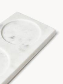 Plateau apéritif en marbre Agata, 5 élém., Blanc, marbré, larg. 19 x haut. 7 cm