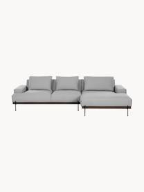 Sofa narożna z metalowymi nogami Brooks, Tapicerka: poliester Tapicerka nie j, Stelaż: lite drewno sosnowe, Nogi: metal malowany proszkowo, Szara tkanina, S 315 x G 148 cm, lewostronna