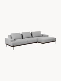 Sofa narożna z metalowymi nogami Brooks, Tapicerka: poliester Tapicerka nie j, Stelaż: lite drewno sosnowe, Nogi: metal malowany proszkowo, Szara tkanina, S 315 x G 148 cm, lewostronna