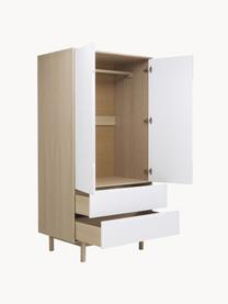 Kleiner Kleiderschrank Cassy, 2-türig, Beine: Eichenholz, massiv Dieses, Eichenholz, Weiss, B 100 x H 195 cm