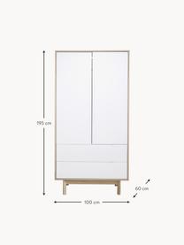 Kleine kledingkast Cassy, 2 deuren, Poten: massief eikenhout Dit pro, Eikenhout, wit, B 100 x H 195 cm