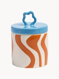 Boîte de rangement Liquid, Grès cérame, Blanc cassé, orange, bleu, Ø 11 x haut. 15 cm