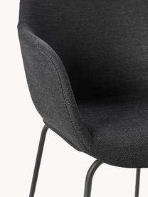 Krzesło z podłokietnikami Fiji, Tapicerka: poliester Dzięki tkaninie, Stelaż: metal malowany proszkowo, Czarna tkanina, S 58 x G 56 cm