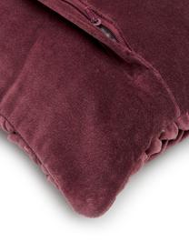 Cuscino in velluto rosso vino con superfice arruffata Smock, Rivestimento: 100% velluto di cotone, Rosso, Larg. 30 x Lung. 50 cm