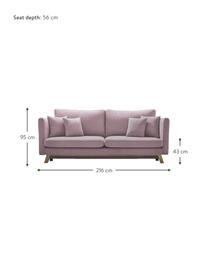 Sofa rozkładana z miejscem do przechowywania Triplo (3-osobowa), Tapicerka: 100% poliester, w dotyku , Nogi: metal lakierowany, Bladoróżowa tkanina, S 216 x G 105 cm