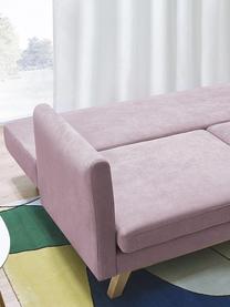 Divano letto 3 posti in velluto rosa con contenitore Triplo, Rivestimento: 100% poliestere con effet, Piedini: metallo verniciato, Cornice: legno massiccio e truciol, Velluto rosa, legno di faggio, Larg. 216 x Prof. 105 cm