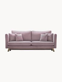 Sofa rozkładana z miejscem do przechowywania Triplo (3-osobowa), Tapicerka: 100% poliester, w dotyku , Nogi: metal lakierowany, Bladoróżowa tkanina, S 216 x G 105 cm