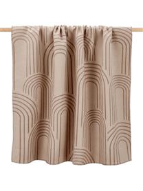 Plaid marron réversible en coton Deco, Brun clair, brun