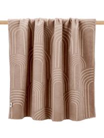 Plaid marron réversible en coton Deco, Brun clair, brun