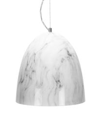 Kleine hanglamp Marriot in marmerlook, Lampenkap: gefolieerd metaal, Decoratie: metaal, Gemarmerd wit, Ø 30 x H 35 cm