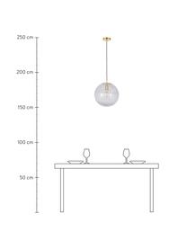 Pendelleuchte Bao aus Glas, Lampenschirm: Glas, Baldachin: Metall, galvanisiert, Blau, Goldfarben, Ø 35 cm