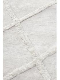 Tappeto in viscosa fatto a mano con motivo rombi Shiny, Retro: 100% cotone Il materiale , Grigio chiaro, Larg. 300 x Lung. 400 cm (taglia XL)