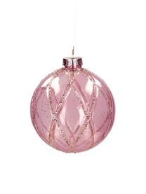 Weihnachtskugeln Shine, 4 Stück, Glas, Rosa, Goldfarben, Ø 8 cm