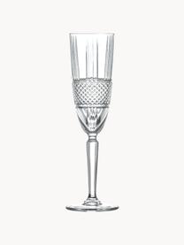 Flute champagne in cristallo con rilievo Brillante 6 pz, Cristallo, Trasparente, Ø 6 x Alt. 23 cm, 180 ml