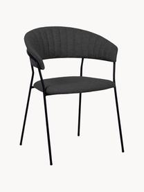 Gestoffeerde stoelen Belle in antraciet, 2 stuks, Bekleding: 70% polyester, 30% acryl , Zitvlak: polypropyleen, Poten: gepoedercoat staal, Geweven stof antraciet, B 57 x D 54 cm