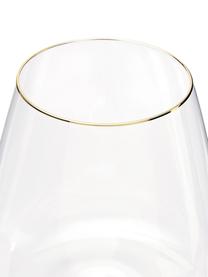 Verre à vin rouge soufflé bouche avec bord doré Ellery, 4 pièces, Verre, Transparent avec bord couleur dorée, Ø 11 x haut. 23 cm