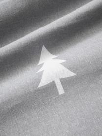 Taie d'oreiller en flanelle avec sapins X-mas Tree, Gris clair, blanc, larg. 50 x long. 70 cm