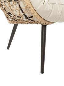 Outdoor bank Marley (2-zits), Frame: gepoedercoat aluminium, Zitvlak: synthetische vezels, Bekleding: polyester, Beige, crèmekleurig, zwart, B 115 x D 107 cm