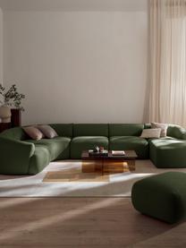 Salon modulable en tissu bouclé Sofia, Bouclé vert foncé, larg. 404 x prof. 231 cm, méridienne à droite